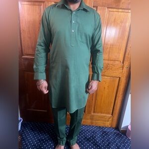 Green Long Sleeve Kurta Set